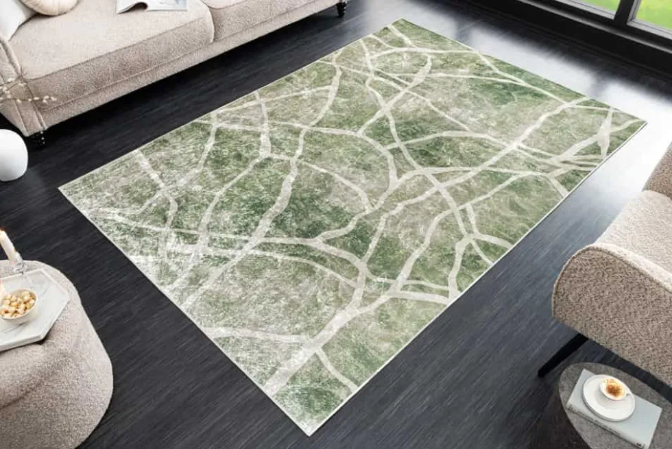 Moderner Teppich JUNGLE 230x160cm grün beige Flachgewebe Indoor-Teppich