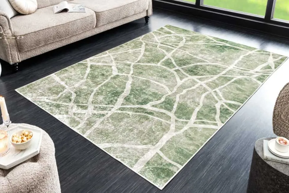 Moderner Teppich JUNGLE 230x160cm grün beige Flachgewebe Indoor-Teppich