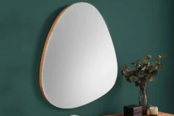 Moderner Wandspiegel NOEMI 70cm natur Eiche Massivholz handmade asymmetrisches Design