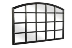 Moderner Wandspiegel PARIS 120cm schwarz Fensterspiegel Rundbogen-Design