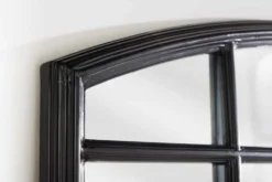 Moderner Wandspiegel PARIS 120cm schwarz Fensterspiegel Rundbogen-Design