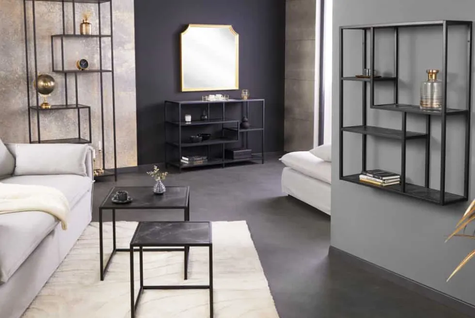 Modernes Bücherregal SLIM LINE 115cm graphit Metallgestell mit fünf Regalböden