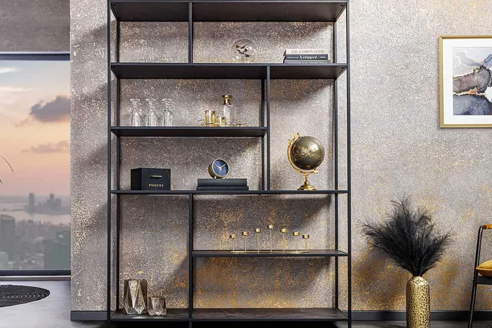Modernes Bücherregal SLIM LINE 185x135cm graphit Metallgestell