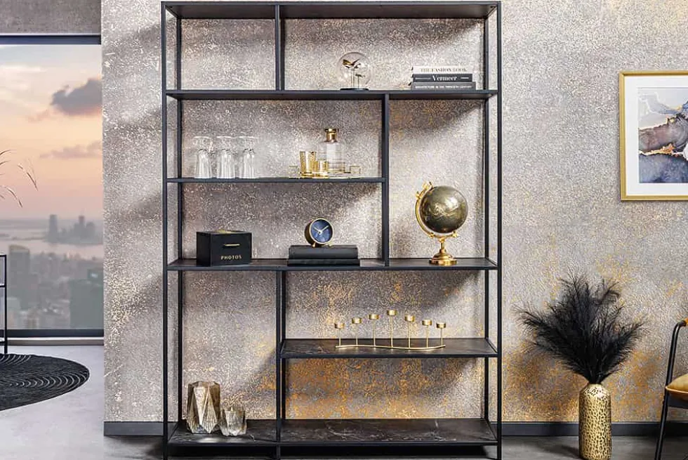 Modernes Bücherregal SLIM LINE 185x135cm graphit Metallgestell
