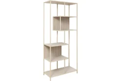 Modernes Bücherregal SLIM LINE 185cm champagner beige Metallgestell sechs Regalböden