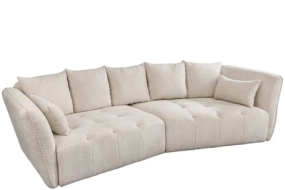 Modernes Big Sofa ROYAL 295cm champagner beige Bouclé Federkern XXL-Couch
