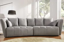 Modernes Big Sofa ROYAL 295cm grau Veloursstoff Federkern XXL-Couch
