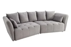 Modernes Big Sofa ROYAL 295cm grau Veloursstoff Federkern XXL-Couch