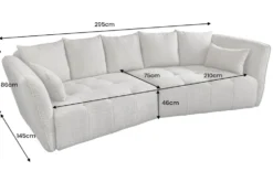 Modernes Big Sofa ROYAL 295cm greige Veloursstoff Federkern XXL-Couch