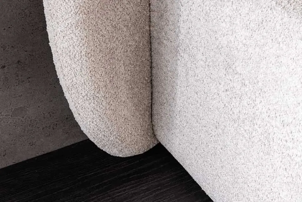 Modernes Boxbett ART DECO 180x200cm greige Bouclé mit Stauraum und Lattenrost