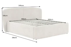 Modernes Boxbett ART DECO 180x200cm greige Bouclé mit Stauraum und Lattenrost