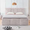 Modernes Boxbett ATELIER 180x200cm champagner beige Samt mit Lattenrost und Stauraum