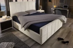 Modernes Boxbett PRESTIGE 180x200cm creme Bouclè mit Stauraum und Lattenrost