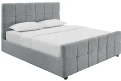 Modernes Boxbett PRESTIGE 180x200cm grau Bouclé mit Stauraum und Lattenrost