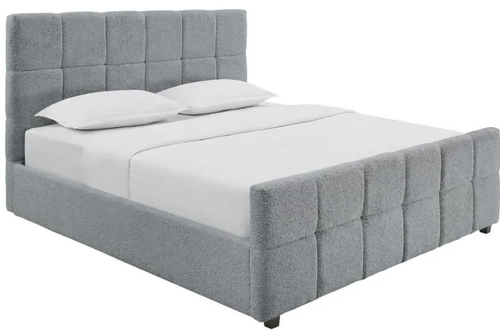 Modernes Boxbett PRESTIGE 180x200cm grau Bouclé mit Stauraum und Lattenrost