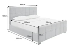 Modernes Boxbett PRESTIGE 180x200cm grau Bouclé mit Stauraum und Lattenrost