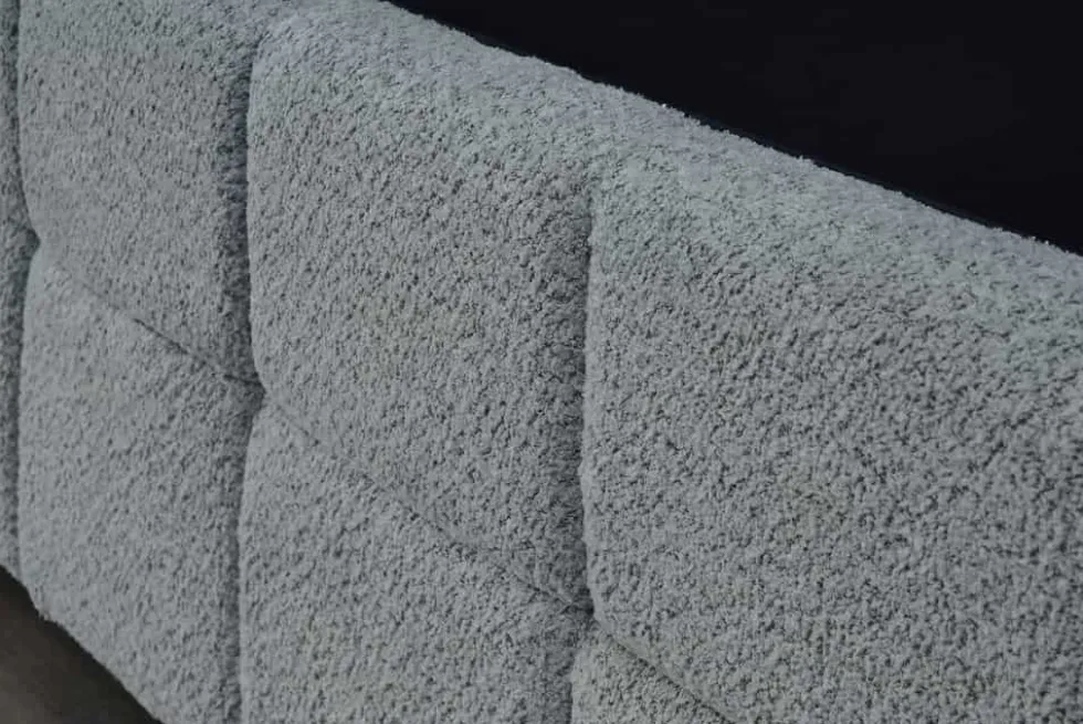 Modernes Boxbett PRESTIGE 180x200cm grau Bouclé mit Stauraum und Lattenrost