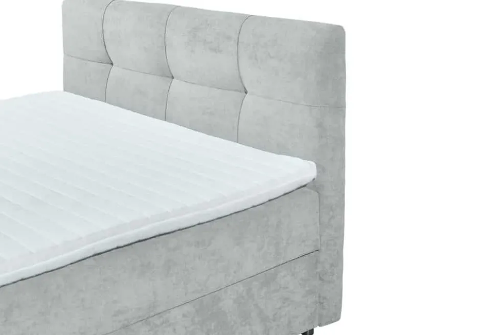 Modernes Boxspringbett TOULOUSE 160x200cm silbergrau inkl. Matratze Topper Stauraum