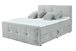 Modernes Boxspringbett TOULOUSE 160x200cm silbergrau inkl. Matratze Topper Stauraum