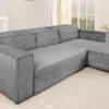 Modernes Ecksofa BOSSA NOVA 265cm grau Chenille 3-Sitzer Couch L-Form