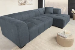 Modernes Ecksofa CITY 240cm blau Strukturstoff 3-Sitzer Couch inkl. Kissen