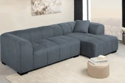Modernes Ecksofa CITY 240cm blau Strukturstoff 3-Sitzer Couch inkl. Kissen