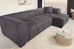 Modernes Ecksofa CITY 240cm grau Strukturstoff 3-Sitzer Couch inkl. Kissen