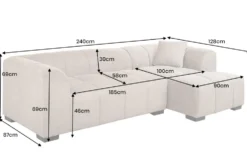 Modernes Ecksofa CITY 240cm grau Strukturstoff 3-Sitzer Couch inkl. Kissen