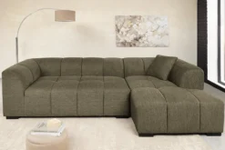 Modernes Ecksofa CITY 240cm grün Strukturstoff 3-Sitzer Couch inkl. Kissen