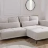 Modernes Ecksofa DESIGNO 250cm champagner beige Cord Couch inklusive Kissen Metallfüße
