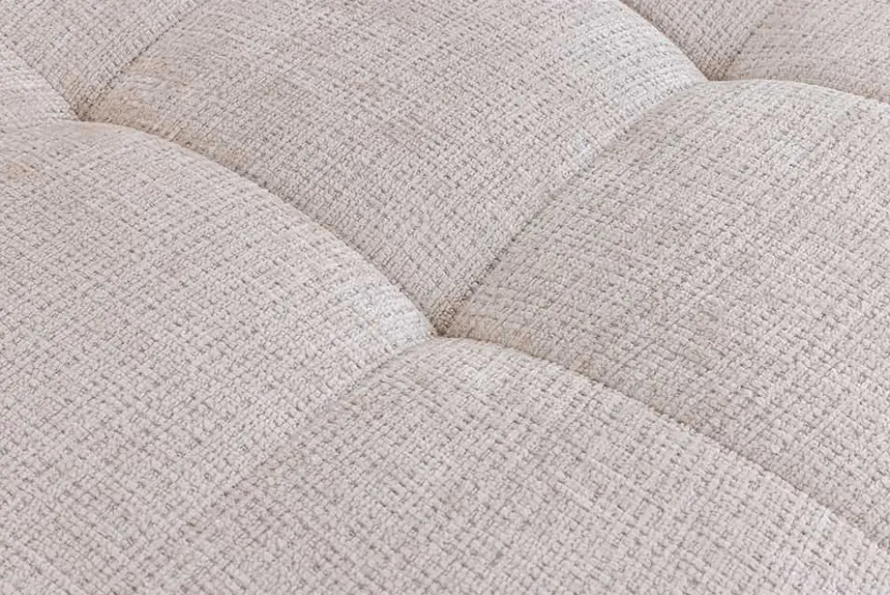 Modernes Ecksofa KENT 220cm champagner beige Chenille Cremona Federkern Wohnlandschaft mit Hocker