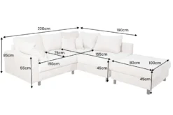 Modernes Ecksofa KENT 220cm champagner beige Chenille Cremona Federkern Wohnlandschaft mit Hocker