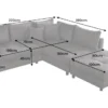 Modernes Ecksofa KENT 220cm greige Cord inkl. Hocker Federkern L-Form Wohnlandschaft