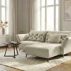 Modernes Ecksofa MARRAKESCH 265cm beige Samt 3-Sitzer inkl. Kissen Ottomane rechts