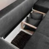 Modernes Ecksofa NORWAY 250cm grau Vogue Velours Samt Schlafsofa mit Stauraum