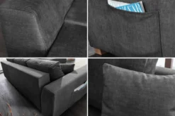 Modernes Ecksofa NORWAY 250cm grau Vogue Velours Samt Schlafsofa mit Stauraum