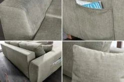 Modernes Ecksofa NORWAY 250cm taupe Vogue Velours Samt Schlafsofa mit Stauraum
