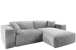 Modernes Ecksofa SIGNATUR 260cm grau Chenille Cremona beidseitig stellbar inkl. Kissen