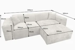 Modernes Ecksofa SIGNATUR 260cm grau Chenille Cremona beidseitig stellbar inkl. Kissen