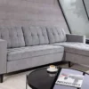 Modernes Ecksofa STOCKHOLM 220cm grau Cordstoff Federkern 3-Sitzer-Sofa