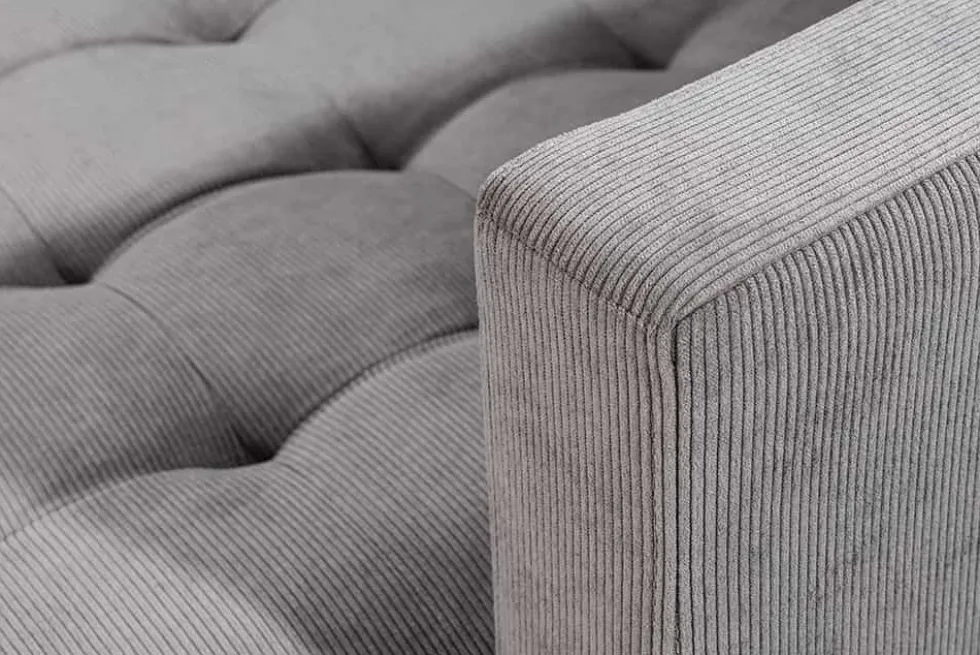 Modernes Ecksofa STOCKHOLM 220cm grau Cordstoff Federkern 3-Sitzer-Sofa