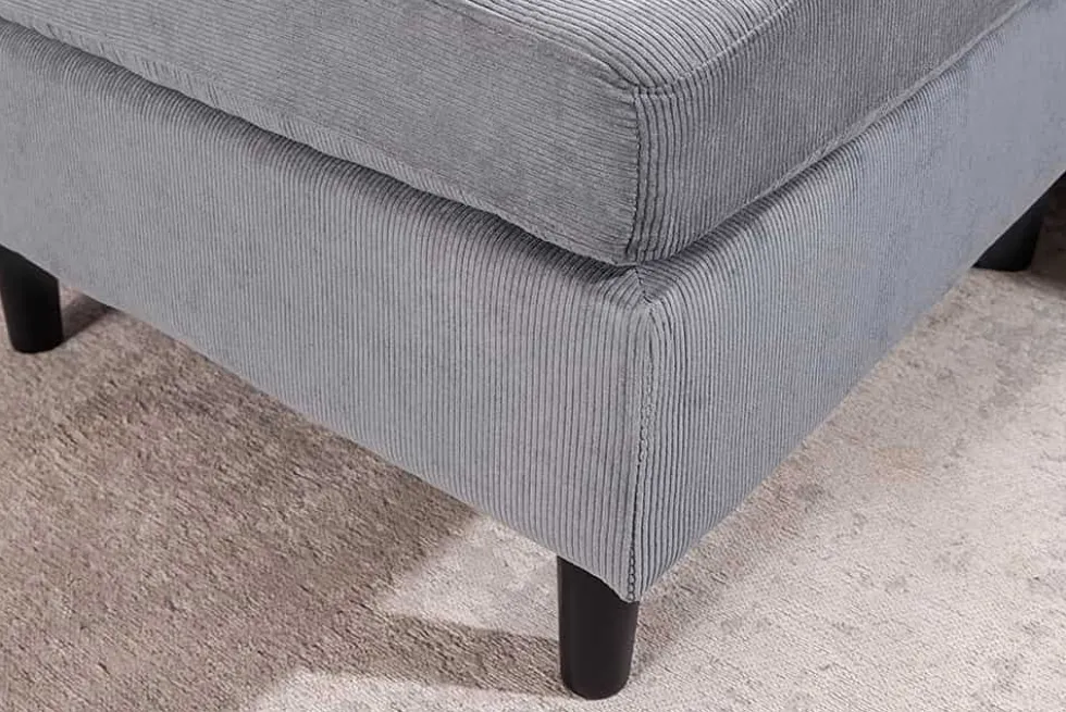 Modernes Ecksofa STOCKHOLM 220cm grau Cordstoff Federkern 3-Sitzer-Sofa