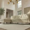 Modernes Ecksofa STOCKHOLM 220cm beige cozy Veloursstrickstoff Federkern 3-Sitzer-Sofa