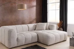 Modernes Ecksofa ZERO GRAVITY 240cm graphit beige Strukturstoff 3-Sitzer Couch