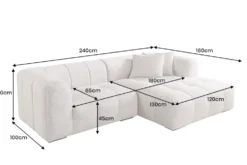 Modernes Ecksofa ZERO GRAVITY 240cm graphit beige Strukturstoff 3-Sitzer Couch