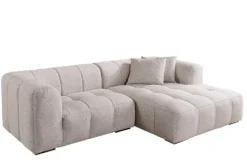 Modernes Ecksofa ZERO GRAVITY 240cm graphit beige Strukturstoff 3-Sitzer Couch