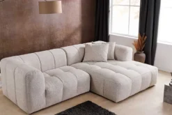 Modernes Ecksofa ZERO GRAVITY 240cm graphit beige Strukturstoff 3-Sitzer Couch