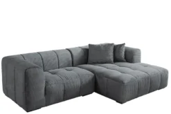Modernes Ecksofa ZERO GRAVITY 240cm dunkelgrau Cord 3-Sitzer Couch L-Form