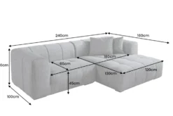 Modernes Ecksofa ZERO GRAVITY 240cm dunkelgrau Cord 3-Sitzer Couch L-Form