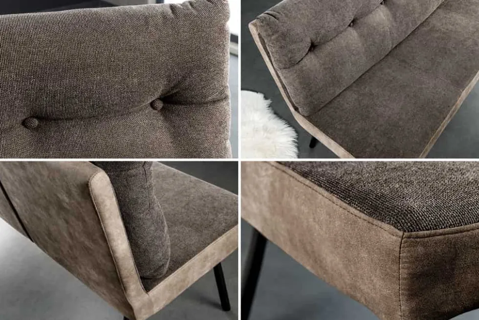 Moderne Sitzbank BIG GEORGE 160cm taupe Flachgewebe Taschenfederkern schwarz